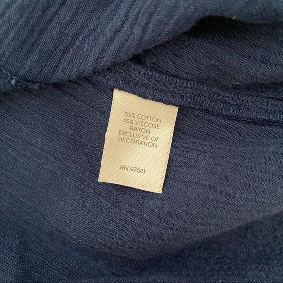 J.Jill Embroidered Tunic Dress Blue Floral Peasant Tassel Tie Cottagecore M Peti - Picture 7 of 9